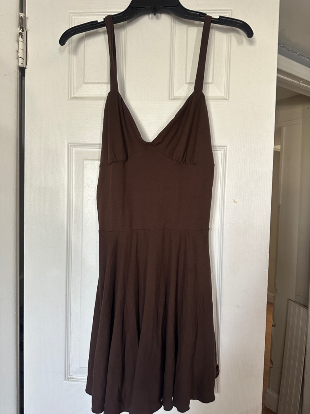 Simple Brown Spaghetti Strap Dress